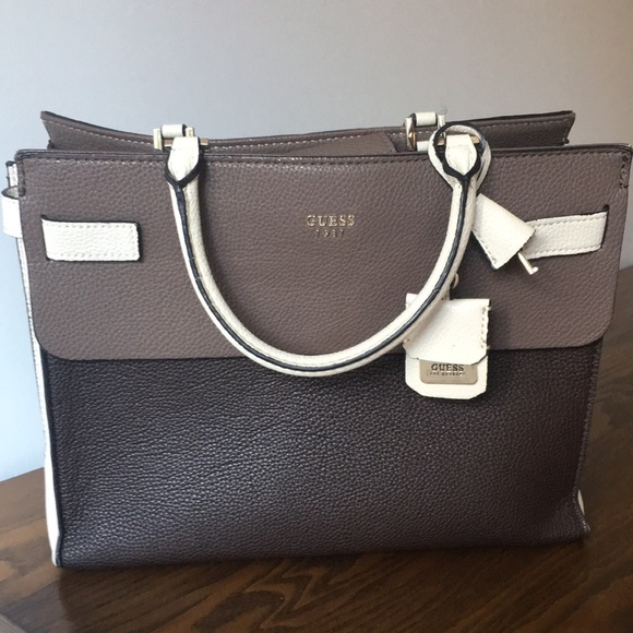 Guess Handbags - GUESS Brown Pebbled Satchel